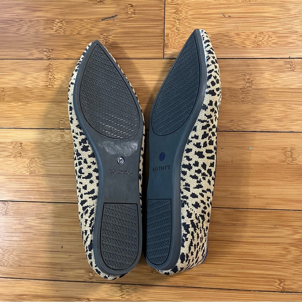 Rothy's The Point I Ballet Flat Leopard Print Desert Cat RETIRED Like New - Picture 5 of 9